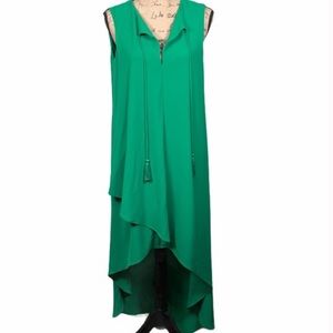 Adelyn Rae Green Crepe High Low Dress